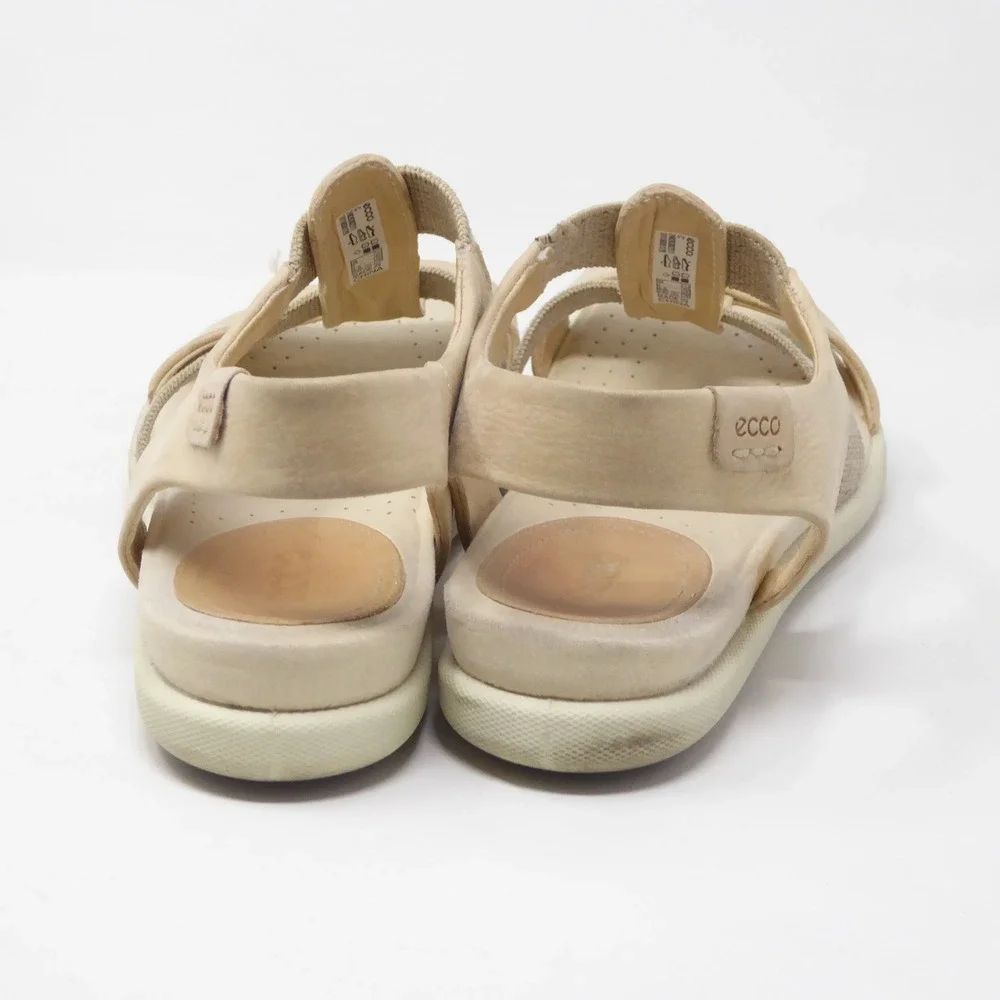 ECCO Damara Womens Sandals Beige Leather Elastic Strap Comfort 7